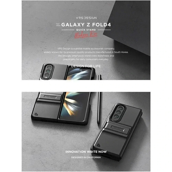 VRS Quick Stand Modern Pro Case for Galaxy Z Fold 4‎ 5G S Pen Holder Kickstand - Picture 5 of 9